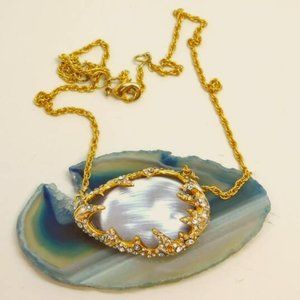 Alexis Bittar,  Gold Tone Lucite Crystal Teardrop Necklace